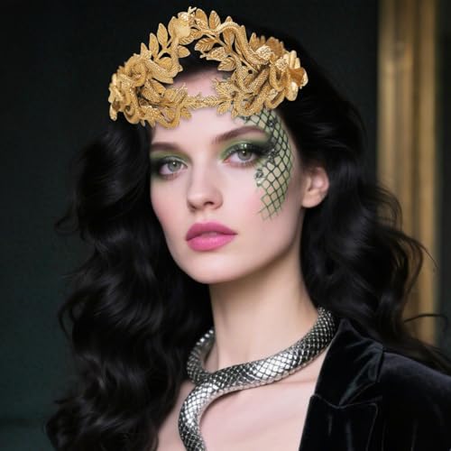 Serre-tête Medusa couronne serpent doré haut de gamme pour fête de Noël