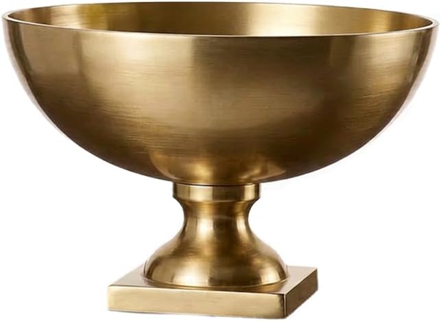 Serene Spaces Living Antique Brass Pedestal Bowl, Vintage Wedding Centerpiece, Fruit, Treats Holder, Flower Vase for Dining Table, Entry Way, Console Table, Holiday Decor (Extra Large - Pack of 1)
