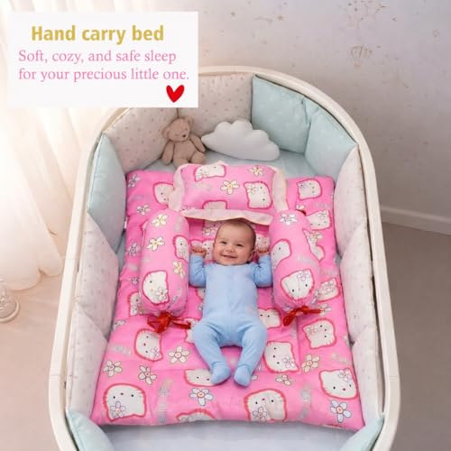 Image of Infantbond 56 in 1 New Born Baby Complete Daily Items Combo (0-6 Months) (Apple) (Pink Kitty)