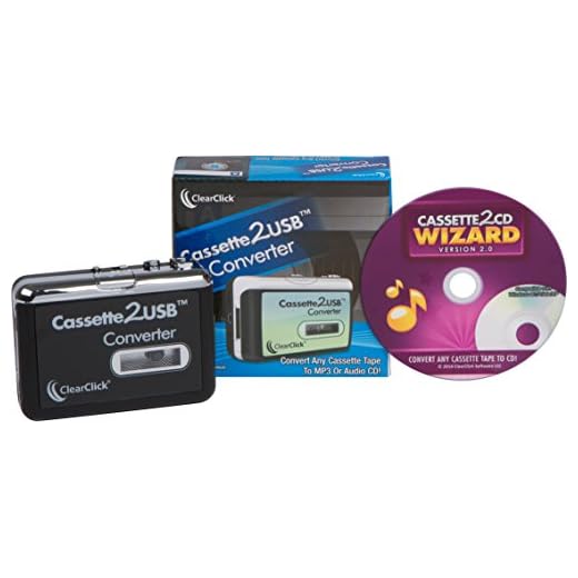 ClearClick Cassette Tape to USB Converter with Cassette2CD Wizard 2.0 Software (Free USA Tech Support)