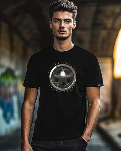 Image of Bewakoof Men's Winter Soldier Sigil 100% Cotton T-Shirt - Regular Fit, Round Neck, Half Sleeves