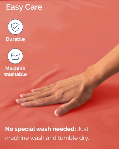 Image of Extra Deep Flex Top Split Head King Fitted Sheet - Hotel Luxury Single Fitted Sheet Only - Easily Fits 18 inch to 24 inch Mattress - Ultra Soft, Wrinkle Free w /Extra Deep Pockets - Coral