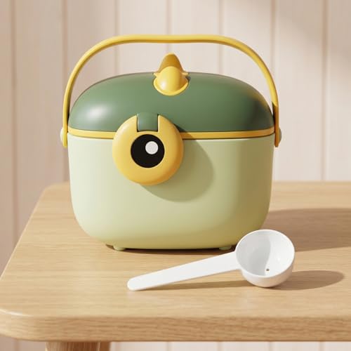 Image of StarAndDaisy Formula Milk Container for Baby Milk Powder Container with Scoop Holder, Portable Formula Dispense, Airtight First Feed Baby Food Storage Container /Box for Travel 200 Grams (Eye-Green)