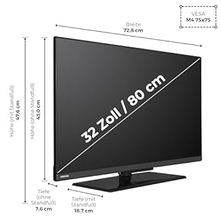 Toshiba Fernseher 32 Zoll Smart TV VIDAA Full HD Fernseher HDR Smart TV mit Triple-Tuner, LED TV 32LV3F63DAZ (2026)