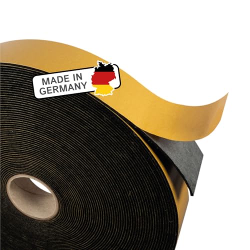 The Felt Store cinta de fieltro autoadhesiva, 40 mm de ancho, 1,5 mm de grosor, 20 m de largo, negra, cinta de sellado de fieltro - Made in Germany