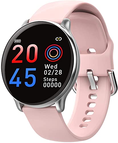 Relógio Inteligente, com Monitor Cardíaco, Sono, Pressão e Sangue, para iOS e Android - Rosa