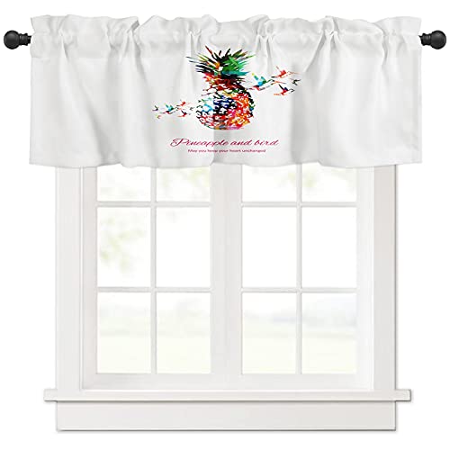 Pineapple Fruit Window Curtain Valance For Kitchen Windows/Bathroom/Living Room/Bedroom Privacy Decorative Rod Pocket Short Window Valance Curtain, 52" W X 18" L, Colorful Geometric Pineapple #TOP20