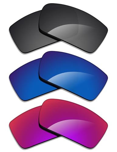 Image of Alphax 3 Pair Polarized Replacement Lenses for Oakley Gascan OO9014 60mm Sunglasses- Black+Deep Water+Midnight Sun