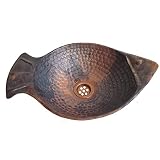 Shallow Tarnished Vessel Copper Bath Sink Fish Creature Sculpture Wash Bowl