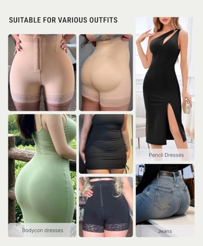 Image of FeelinGirl Tummy Control Shapewear Butt Lifting Faja Shorts Body Shaper | High Compression, Butt Enhance, Underwear, Plus Size, Hook Zipper Clouser