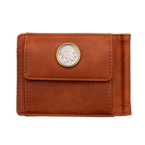 US 1937 Indian Head Buffalo Nickel 5 Cents Coin PU Leather Wallet