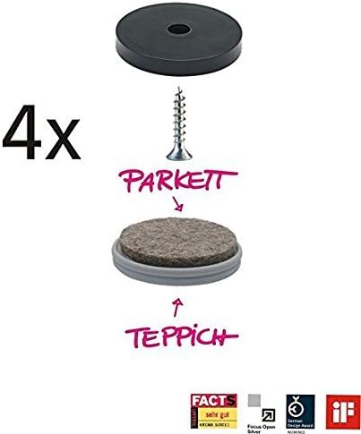 WAGNER QuickClick® Furniture glider set, DUO, reversible wool felt + plastic I 4x base + 4x reversible and replaceable insert - Image 3