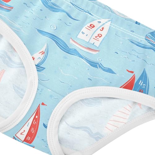 Wusikd Cute Sailboats Girls' Underwear Cotton Waves Girls Briefs Soft Toddler Underwear 2T4