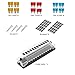 Jtron 12-Way Fuse Box - ATC/ATO Fuse Block Bus with Ground, Protection Cover, Bolt Connect Terminals, 12 Circuits with Negative Bus for Car Boat Marine Auto Car Truck