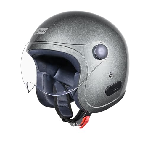 Image of Studds Jet Open Face ISI Certified Helmet with Chopper Visor Gun Grey - XL