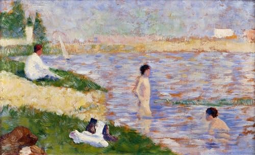 Peinture sur toile Une baignade à Asnières avec impression haute définition 60x90