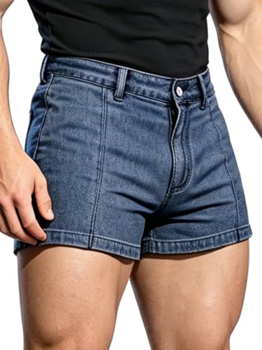 Short en jean pour hommes découpés avec finitions mini denim - 2