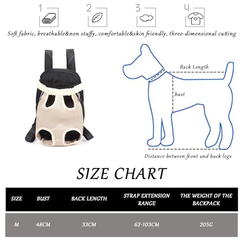 HTTDSLF Haustier Rucksack Hund Katzen Tragetasche, Verstellbarer Hunde-Tragerrucksack, Haustier-Tragerucksack, für Klein Mittler Hunde Katzen, M, Beige