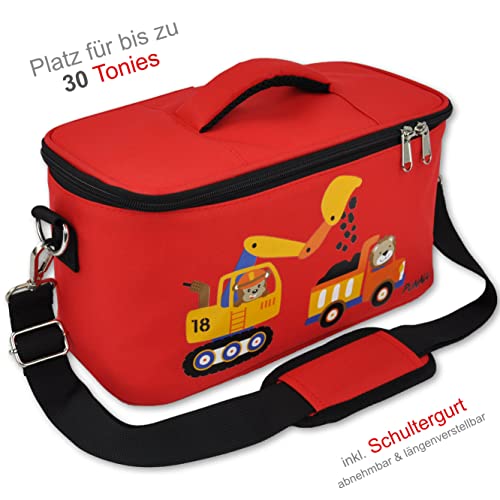 PUNALU Case for Toniebox Space for 30 Tonies, Charger and Headphones Toniebox Bag (Bexcavator Red) - Image 2