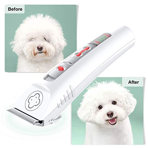 Brobantle Dog Grooming Clippers Professional Low Noise Cordless Dog Clippers with 2 Titanium Alloy Blades Pet Hair Trimmer Kit Rechargeable Shaving Tool for Cats Dogs and Other Animals-White - Thumbnail 4