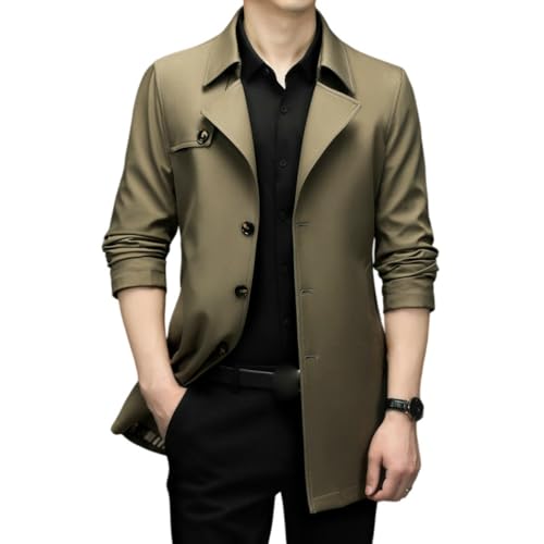 Trench mi-long homme veste d'automne haut de gamme coupe droite intemporelle