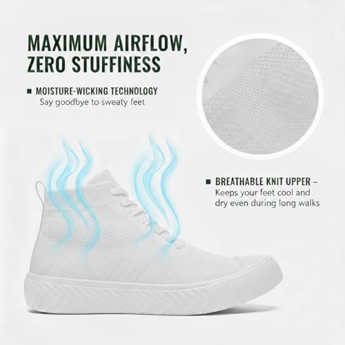 TwoGuud Womens White Sneakers Women Casual High Top Walking Tennis Shoes Womens Lightweight Breathable Lace up Running Shoes for Gym Travel Work Size 10 by TwoGuud - Used condition - Image 4