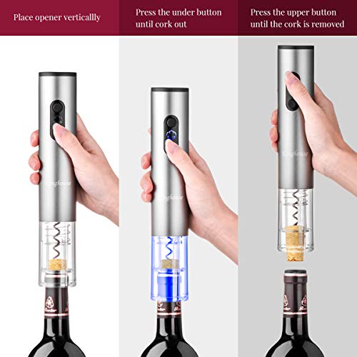 Electric Wine Opener Set, kinghouse 2PCS Opener Includes Automatic Wine Opener, Air Pressure Pump Opener, Foil Cutter, Wine Aerator Pourer and Vacuum Stopper, Christmas Holiday Gift Set Holiday Kit