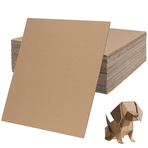 CHUENKUK 50 sztuk tektury falistej 30,5 x 30,5 cm, 2 mm kwadratowe arkusze tektury falistej z br?zowej tektury falistej do projektów DIY, opakowa?, rzemios?a
