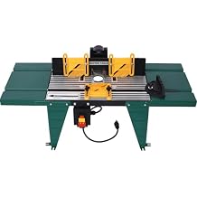 Electric Router Table, 34 in. x 13.5 in Universal Benchtop Router Tables Top with Steel Stand & Adjustable Fence, Wood Working Router Table Precise Routing Table Craftsman Tool for Woodworking Green