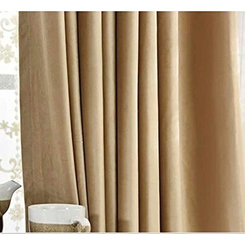 SBTXHJWCGLD Heavy green velvet curtain blackout soundproof curtains, Opaque curtains with curling tape For living room bedroom, 2 panel,dark green,Champagne,150X270cm - Image 7