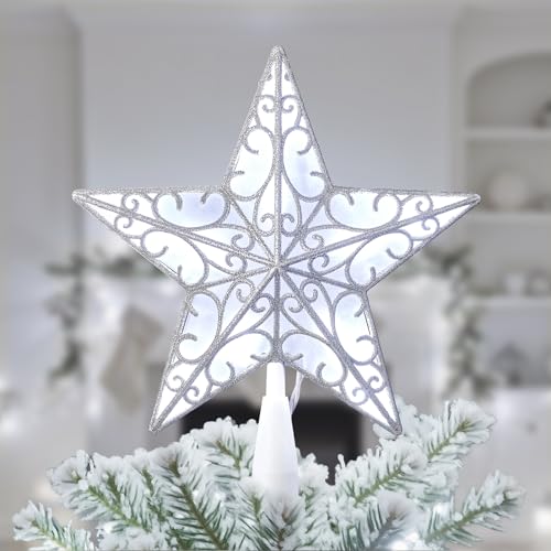 Brightown Silver 3D Hollowed Pentagram Star Topper