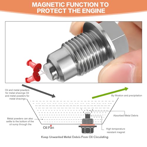 TUZHE Magnetische Ölablassschraube M12x1,5 Magnetische Dichtung Ölwannenablassmutter Ölwannenwanne Ölwannenschraube Edelstahl Ölwanne Auto Ölschraube Mit Dichtungen (M12x1.5)