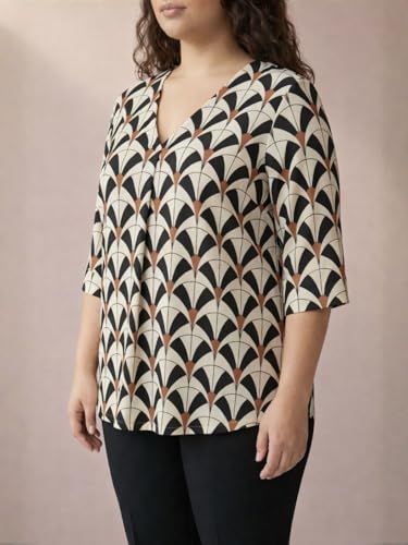 Image of AMYDUS Plus Size Women Printed Top | Centre Pleat for Tummy Flaws | Cloud Soft Fabric | V-Neck | High-Low Hem | Complete Hip Coverage | Plus Size Tops for Women | XL to 9XL