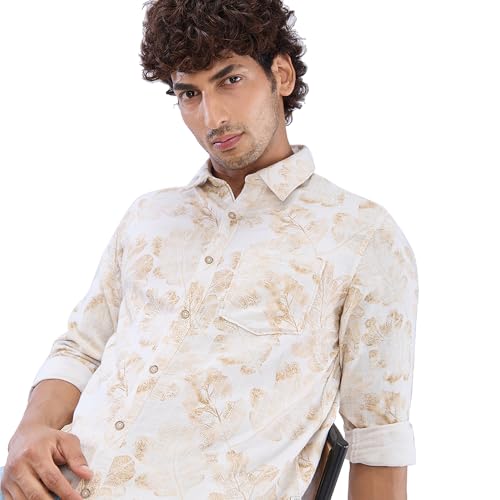 Image of Spykar Men Cotton Blend Full Sleeve Slim Fit Printed Shirts