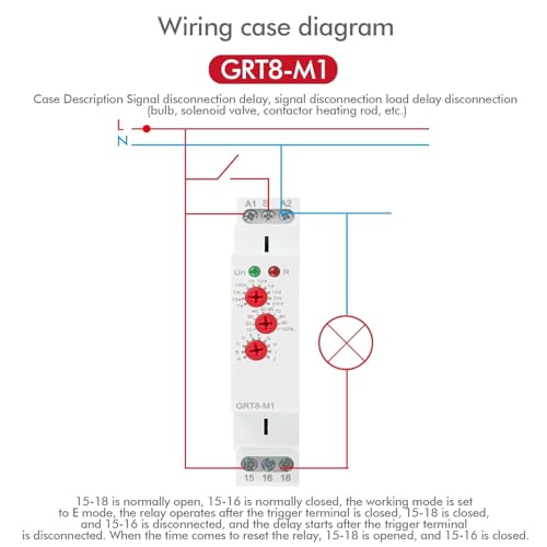 Uadme Multifunktions Zeitrelais 220V, GRT8-M1 Mini Verzögerung Zeitrelais mit 10 Funktionen, für Industrieanlagen, Beleuchtungssteuerung, Heizelementsteuerung, 35mm DIN Schieneninstallation