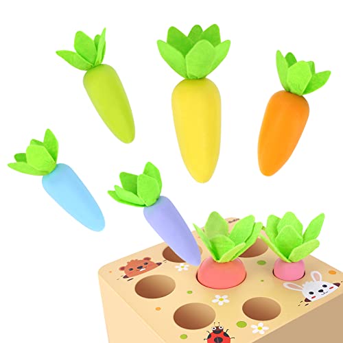 Kmtjt Montessori Toys For 1 2 3 Year Old Toddlers, Macron Carrot Harvest Game Wooden Toys For Baby Boys And Girls, Educational Learning Shape Sorting Matching Gifts For Babies 1-3 #TOP5