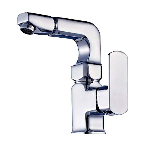 Robinet de lavabo de salle de bain haut de gamme en chrome avec bec rotatif