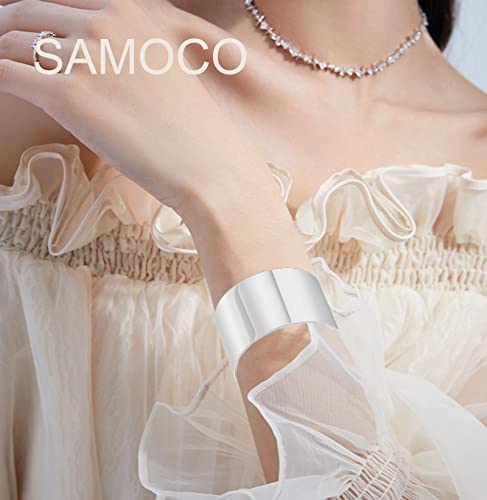 Samoco 2Pcs Cuff Bangle Bracelet For Women Gold Cuff Bracelets Open Wide Wire Bracelets Adjustable Tone Wrist Cuff Wrap Bracelet thumb #2