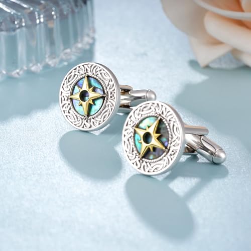 Gemelos para hombre de plata esterlina 925 con brújula miniatura 2