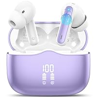 Wireless Earbuds, Bluetooth 5.4 Headphones in Ear 3D Bass Stereo, 40H Wireless Earphones with 4 ENC Noise Cancelling Mic, IP7 Waterproof Bluetooth Earbuds, AI-Enhanced Calls for Android iOS, Lilac