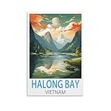 Peinture par Numéros pour Adulte Baie d'Halong, Vietnam DIY Peinture Acrylique Débutants Facile sur Toile Peintures et Pinceaux 20x30cm