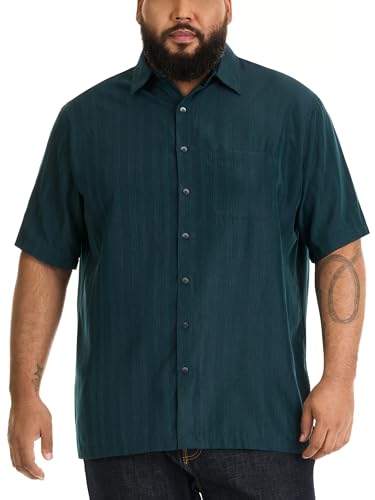 Van Heusen Men's Big and Tall Air Short Sleeve Button Down Poly Rayon Stripe Shirt