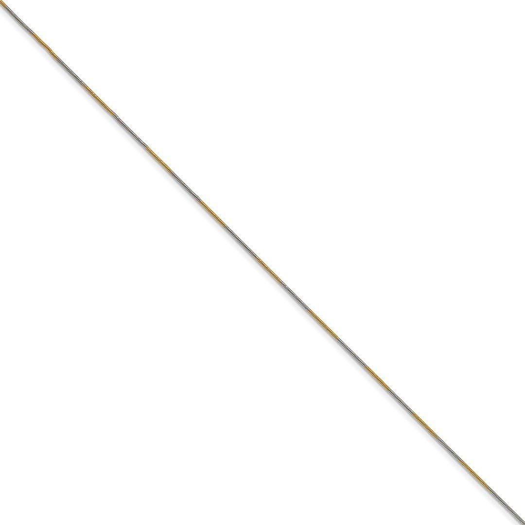 ICE CARATS White Yellow Over Brass 1mm 2 Color Plated Snake Chain Necklace 24 Inch Pendant Charm Round Fashion Jewelry Gifts For Women