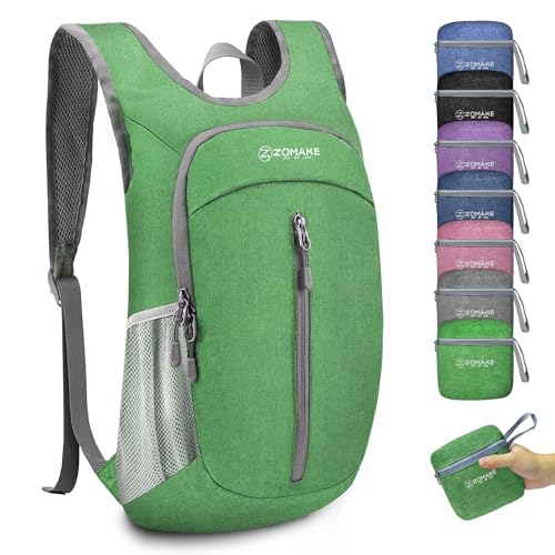 ZOMAKE 10L Ultra Lightweight Packable Backpack, Small Daypack Light Foldable Backpacks Water Resistant Day Bag for Hiking(Dark Green-A1) by ZOMAKE - Used condition - US$12.66