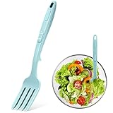 10 in 1 Silicone Flexible Fork 11 Inch Cooking Tools and Utensils Heat Resistant Cooking Fork Dishwasher, Mixes Ingredients, Mashes Food, Whisks Eggs, Baking, Mixing Made Easy (Lake Blue)