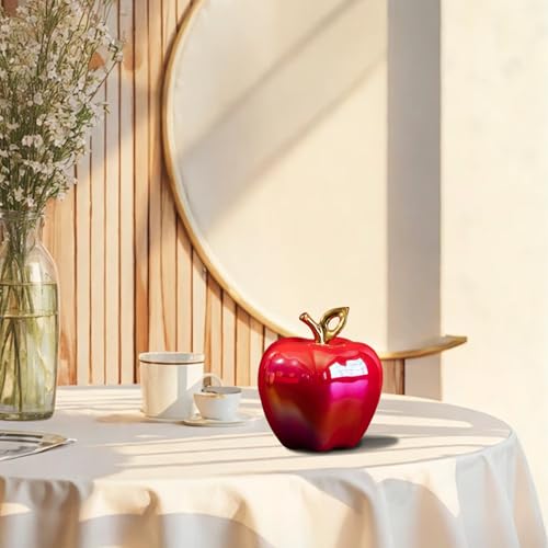 Estatua de Fruta Cerámica Manzana Roja para Decoración miniatura 4