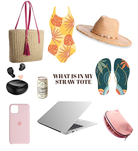 Yxilee Large Straw Bags For Women | Straw Travel Beach Totes Bag M Woven Summer Tote Handmade Shoulder Bag Handbag | Neon Pink #TOP4