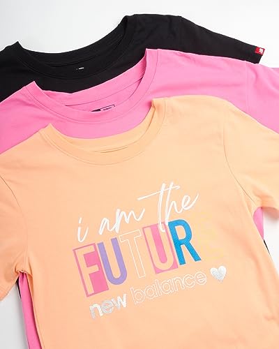 New Balance Girls Athletic T-Shirt - 3 Pack Active Performance Short Sleeve Sports Tee Bundle (Sizes: 7-16)2