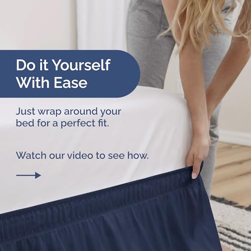 image for CGK Unlimited Wrap Around Dust Ruffle Bed Skirt - Navy Blue - for Quee