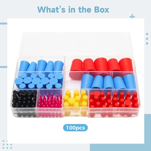Image of Silicone Tapered Plugs 100 Pack, Multi Color Rubber End Caps, Protective Finishing Caps with Storage Box, 8 Sizes Cone Shaped Tips for Crafts Tools Equipment Protection